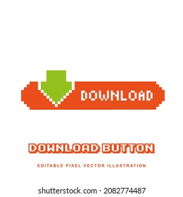 Pixel download button design icon vector illustration for website, motion graphic and others