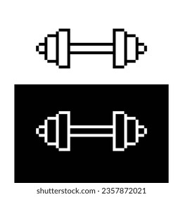 pixel dumbbell  icon.  Vector pixel art weight fitness 8 bit game logo for company 
