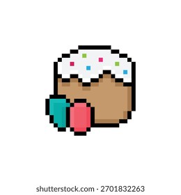 pixel Easter cake  8 bit art vector icon pascha paska logo for game