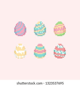 Pixel easter egg set.Easter day elements.