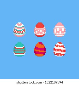 Pixel easter egg set.Easter day.8bit.