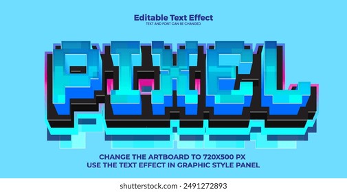 Pixel editable text effect in modern trend style 