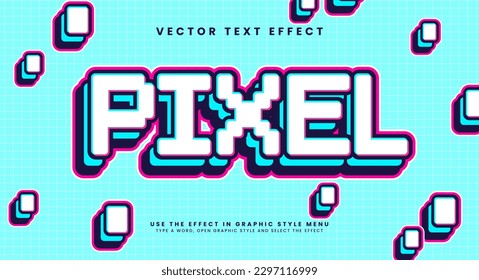 Efecto de estilo de texto editable por píxeles. Efecto de texto vectorial.