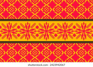 pixel element decorative pixel art elegant horizontal ornate wallpaper boho style pixel pattern geometric ethnic motif embroidery design for fabric carpet background pillow curtain blanket shirt pants