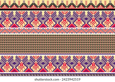 pixel element decorative pixel art elegant horizontal ornate wallpaper boho style pixel pattern geometric ethnic motif embroidery design for fabric carpet background pillow curtain blanket shirt pants