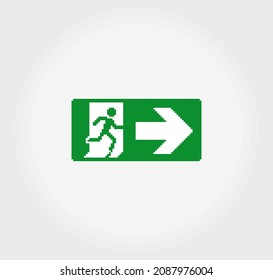 Pixel emergency outboard. Green sign of vector illustrations.