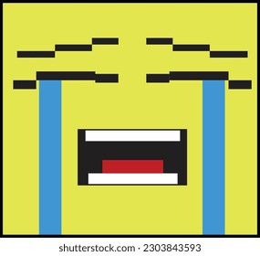 pixel emoji with crying expression