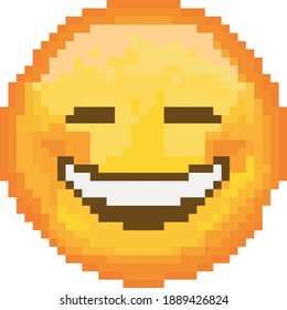 Pixel emoji. emoticon. Vector smiling face. Smiling face. Happy. Cute emoticon isolated on white background.