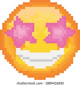 Pixel emoji. emoticon. Vector smiling face. Smiling face. Happy. Cute emoticon isolated on white background.