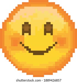 Pixel emoji. emoticon. Vector smiling face. Smiling face. Happy. Cute emoticon isolated on white background.