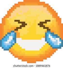 Pixel emoji. emoticon. Vector smiling face. Smiling face. Happy. Cute emoticon isolated on white background.