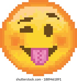 Pixel emoji. emoticon. Vector smiling face. Smiling face. Happy. Cute emoticon isolated on white background.