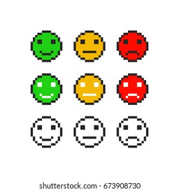 Pixel Emoji Symbol Faces Emotion Set 8 Bit Icons