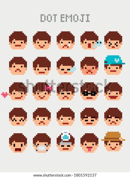ピクセル絵文字 絵文字 レトロ アイコン のベクター画像素材 ロイヤリティフリー