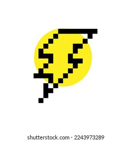 Vector de ilustraciones de iconos de señalización de energía de píxeles. Diseño de juegos retro. Ochenta juegos de computadora de 8 bits. Cartucho de consolas de juegos. Icono de fondo blanco aislado de ilustración mosaica.