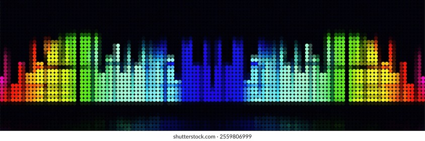  A pixel equalizer, also known as a pixel light or LED wall, is a large display made up of thousands of tiny LED lights that create patterns and shapes to the rhythm of the music. 