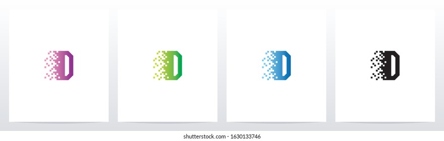 Pixel Eroded On Letter Logo Design D