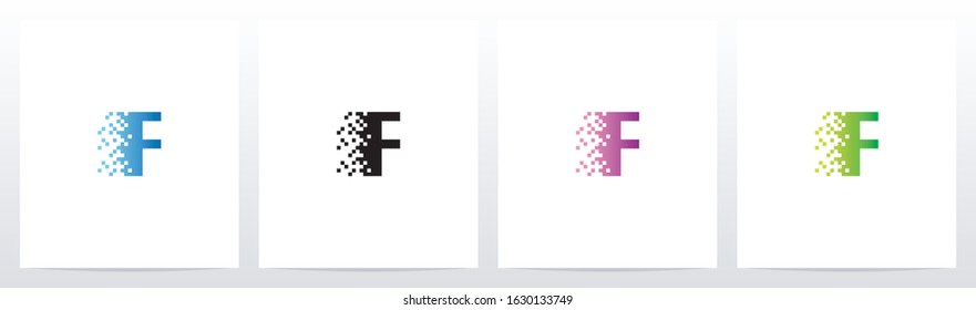 Pixel Eroded On Letter Logo Design F