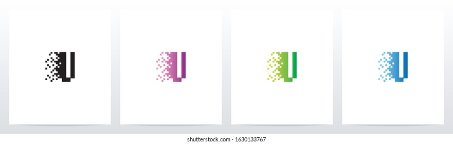 Pixel Eroded On Letter Logo Design V