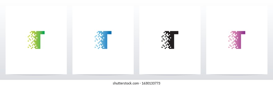 Pixel Eroded On Letter Logo Design T