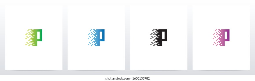 Pixel Eroded On Letter Logo Design P