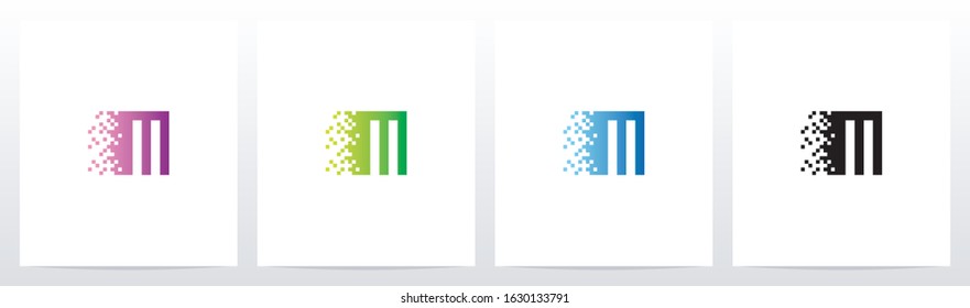 Pixel Eroded On Letter Logo Design M