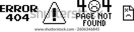 pixel error message icon set vector illustration