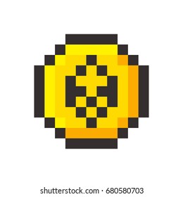Pixel ethereum crypto currency blockchain golden coin