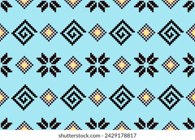 Pixel ethnic oriental pattern traditional design for clothing fabric textile Aztec African Indonesian Indian seamless pattern fabric print cloth dress carpet curtains and sarong 