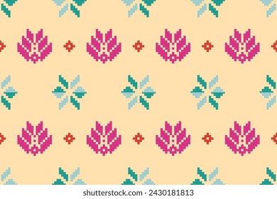 Pixel ethnic oriental pattern traditional design for clothing fabric textile Aztec African Indonesian Indian seamless pattern fabric print cloth dress carpet curtains and sarong 