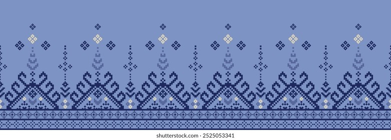 Padrão étnico Pixel, Ponto Cruzado. Padrões étnicos geométricos. Design para têxteis, Tecido, Vestuário, Telha, Wall Art, Fundo, Papel de parede.