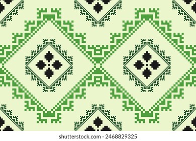 Pixel ethnic pattern oriental traditional. design fabric pattern textile African Indonesian Indian seamless Aztec style abstract vector illustration for print clothing, texture, fabric, wallpaper, dec