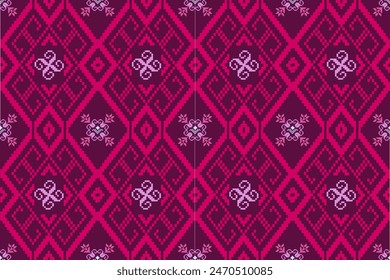 Pixel ethnic pattern oriental traditional. design fabric pattern textile African Indonesian Indian seamless Aztec style abstract vector illustration for print clothing, texture, fabric, wallpaper, dec