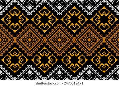 Pixel ethnic pattern oriental traditional. design fabric pattern textile African Indonesian Indian seamless Aztec style abstract vector illustration for print clothing, texture, fabric, wallpaper, dec