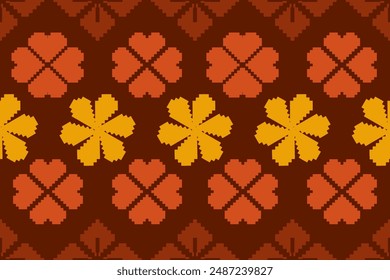 Pixel patrón étnico oriental tradicional. diseño patrón de tela textil africano indonesio indio sin costuras estilo azteca Ilustración vectorial abstracta para imprimir ropa, textura, tela, wallpa