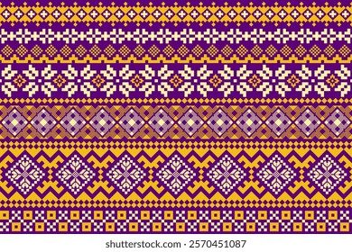 Pixel ethnic pattern. Traditional Ukrainian Cross-Stitch Embroidery. Ethnic oriental Pixel pattern background. Abstract,vector,illustration. Texture,clothing,frame,decoration,rug wallpaper, carpet,