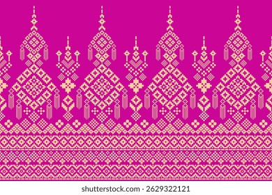 Pixel ethnic pattern. Traditional Ukrainian Cross-Stitch Embroidery. Ethnic oriental Pixel pattern background. Abstract,vector,illustration. Texture,clothing,frame,decoration,rug wallpaper, carpet,