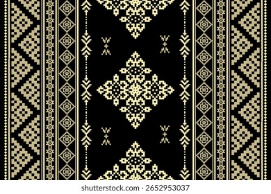 Padrão étnico de pixel. Bordado tradicional ucraniano Cross-Stitch. Fundo padrão étnico do Pixel oriental. Resumo,vetor,ilustração. Textura,roupas,quadro,decoração,papel de parede tapete, tapete,