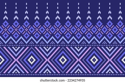 Pixel ethnic pattern, Vector embroidery geometry background, Geometric endless geometric style, Purple pattern ornament texture, Design for textile, fabric, cloth, digital print, sweater