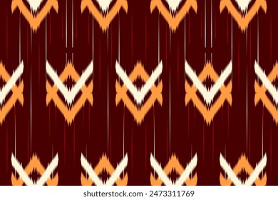 Pixel ethnic pattern, Vector embroidery pattern background, Geometric traditional triangle style, Blue and orange pattern knitting vintage, Design for textile, fabric, batik, kaftan, fibres