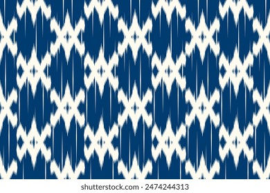 Pixel ethnic pattern, Vector embroidery pattern background, Geometric traditional triangle style, Blue and orange pattern knitting vintage, Design for textile, fabric, batik, kaftan, fibres