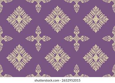 Pixel padrão étnico sem emenda. Bordado tradicional ucraniano Cross-Stitch. Fundo padrão étnico do Pixel oriental. Resumo,vetor,ilustração. Textura,roupas,quadro,decoração,papel de parede tapete, 