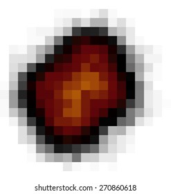 pixel explosion isolated over white in fire color