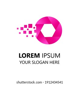pixel eye logo vector design template. modern style logo. photography and vision logotype. camera and eye illustration