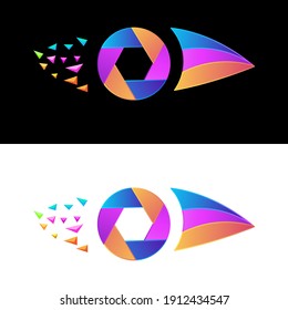 pixel eye logo vector design template. modern style logo. photography and vision logotype. camera and eye illustration