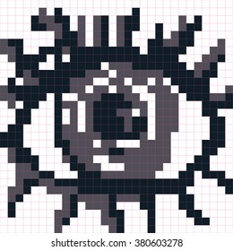 Pixel eye. Vector illustration great for patterns, vintage design, and wallpaper.