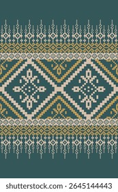 Pixel fabric Ethnic pattern, Cross-stitch Geometric, design for tile, carpet, vector, illustration , Abstract, Ethnic background