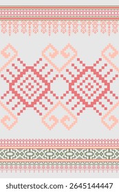 Tecido de pixel Padrão étnico, ponto de cruz Geométrico, design para azulejo, tapete, vetor, ilustração, abstrato, Fundo étnico