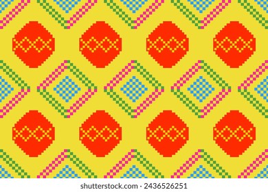 Pixel fabric pattern ethnic oriental pattern traditional design for season Easter clothing fabric textile African Indonesian Indian Latin America seamless pattern fabric print cloth dress carpet curta