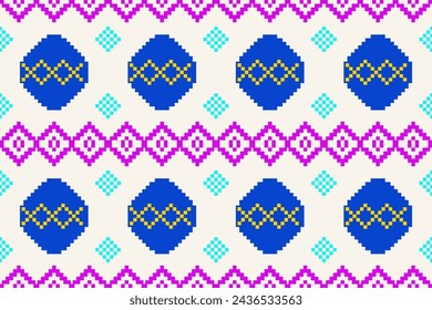 Pixel fabric pattern ethnic oriental pattern traditional design for season Easter clothing fabric textile African Indonesian Indian Latin America seamless pattern fabric print cloth dress carpet curta